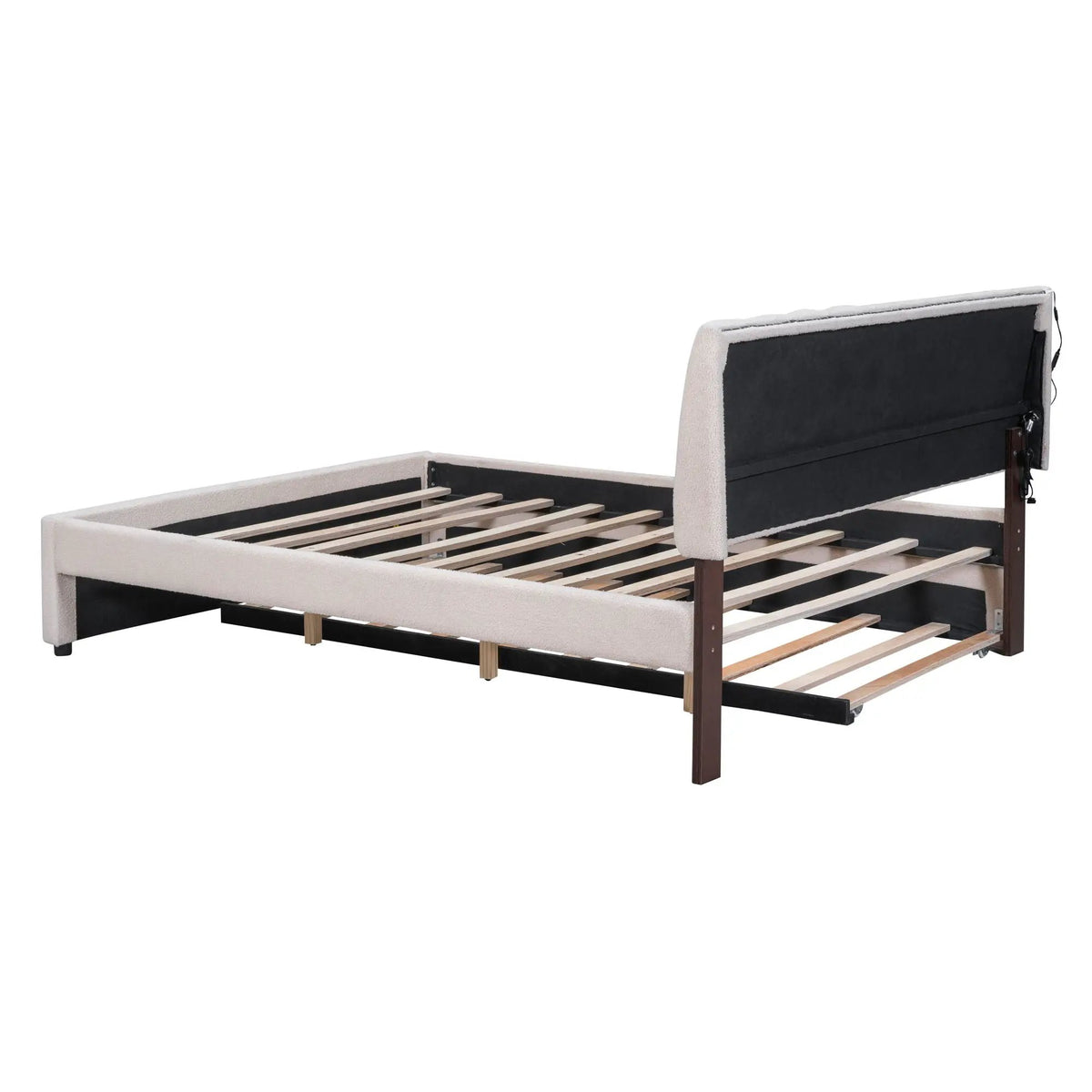 Upholstered Platform Bed | Trundle Included | Comfortable Design | 76 Inch Length
