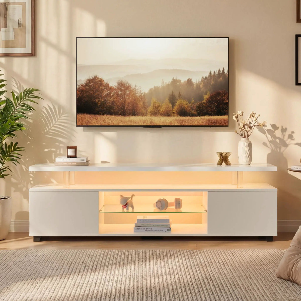 TV Stand | Built In LED | Large Side Cabinet | Modern Style