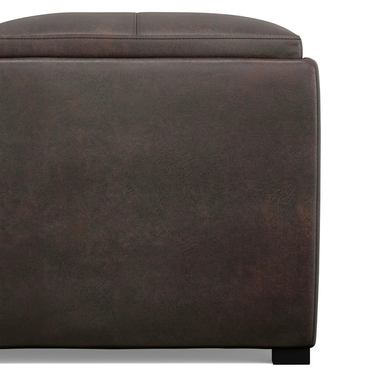Avalon Upholstered Storage Ottoman | Vegan Leather | Four Flip Over Serving Trays | 35 Inch Width