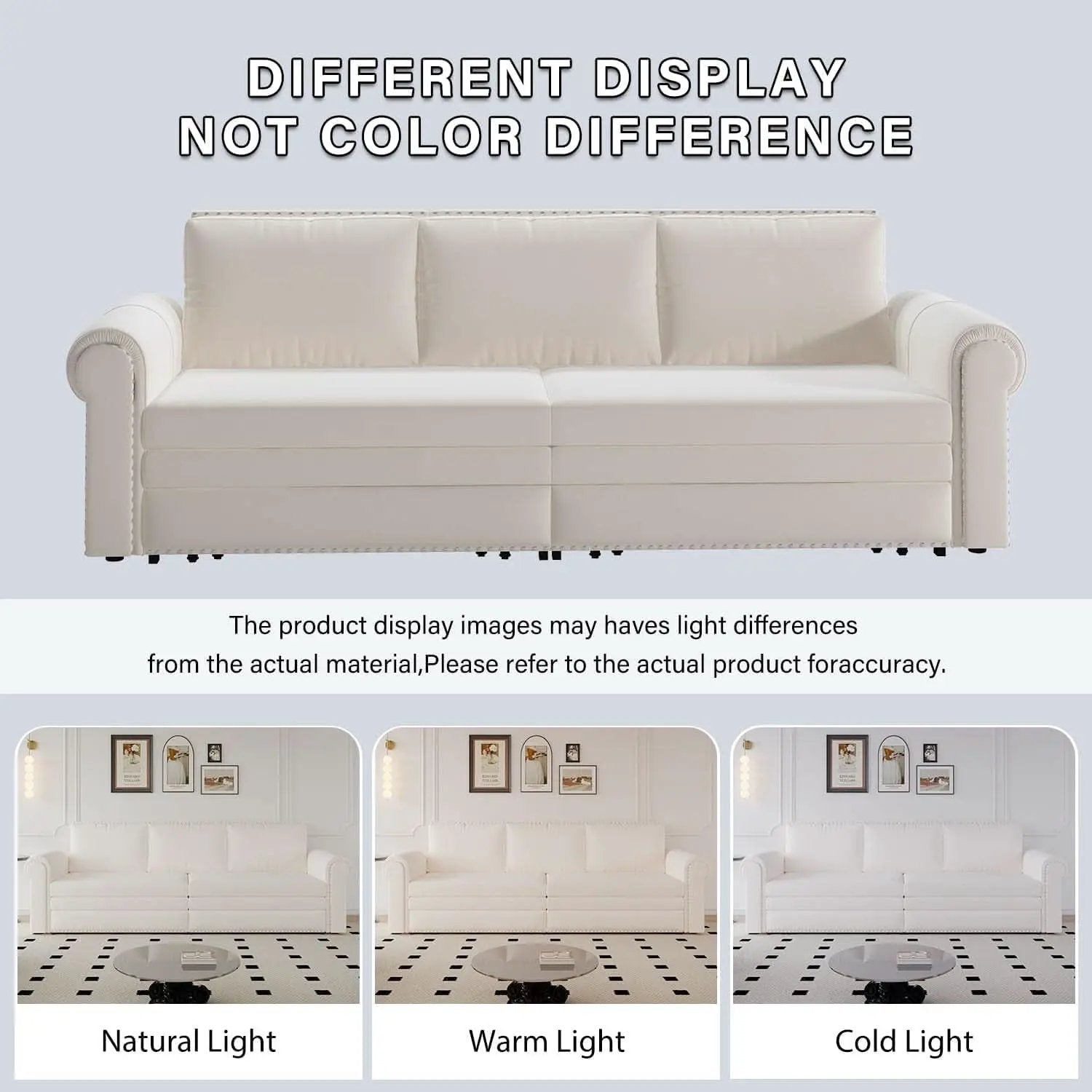 King Size Multifunctional Sleeper Sofa Beige Velvet from PriceLows™