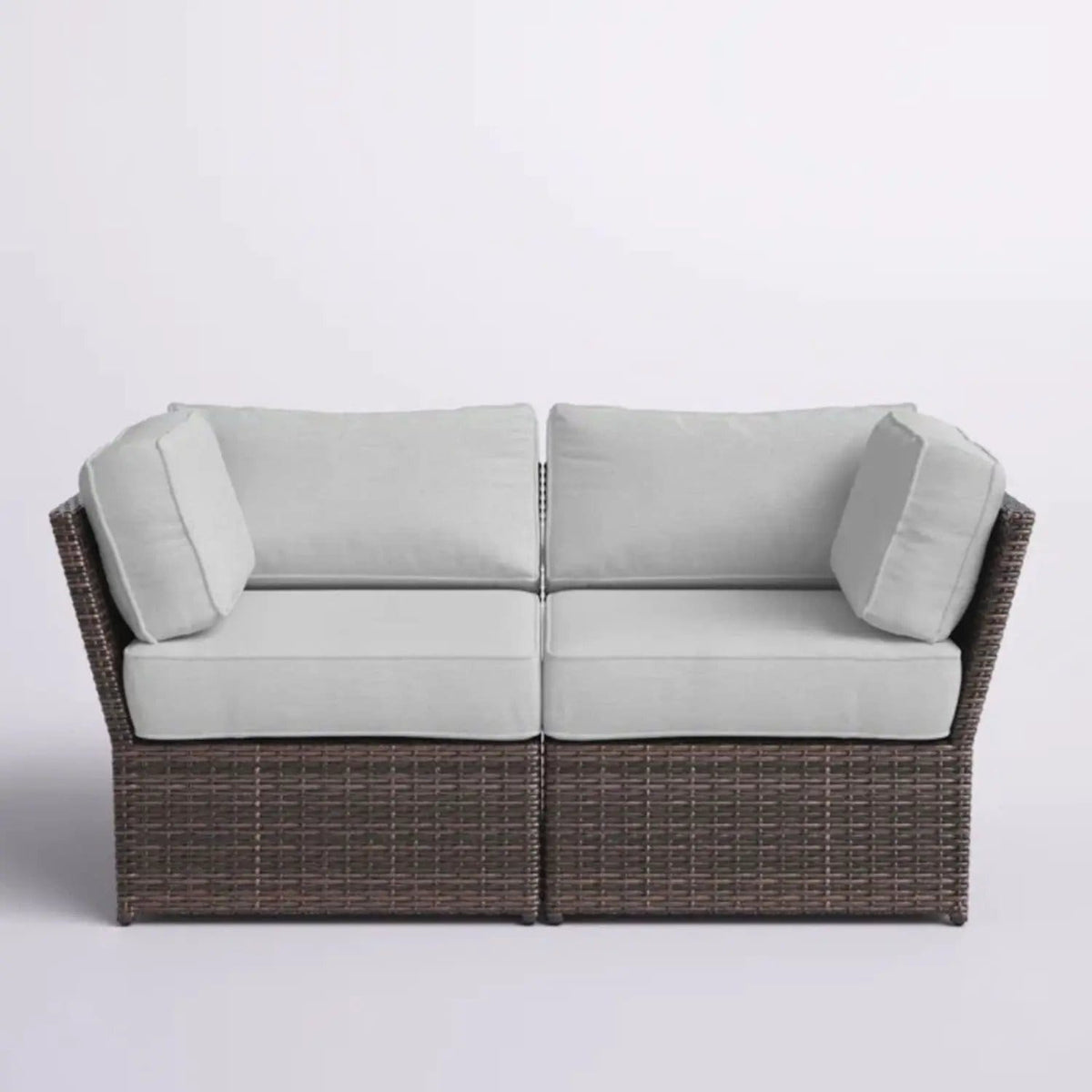 Outdoor Wicker Loveseat With Cushions Patio Seating Wicker - | Loveseat | Wicker & Aluminum | Brown
