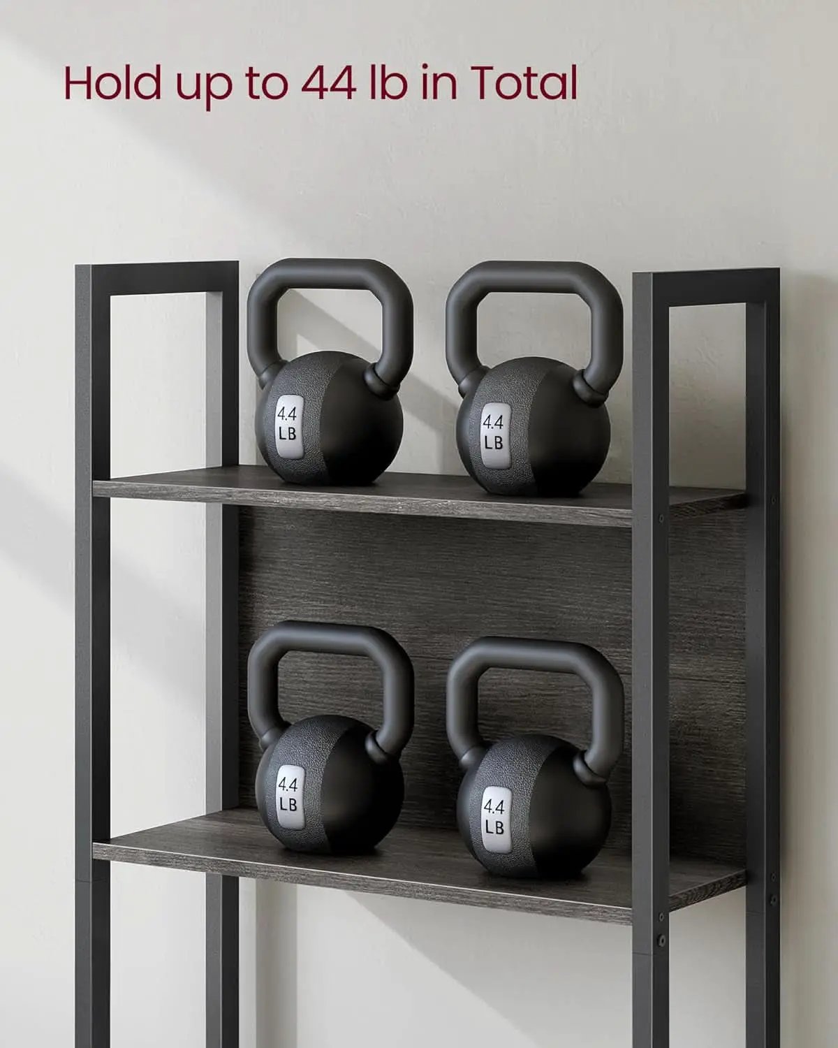 Five Tier Bookshelf With Steel Frame Charcoal Gray Black from PriceLows™