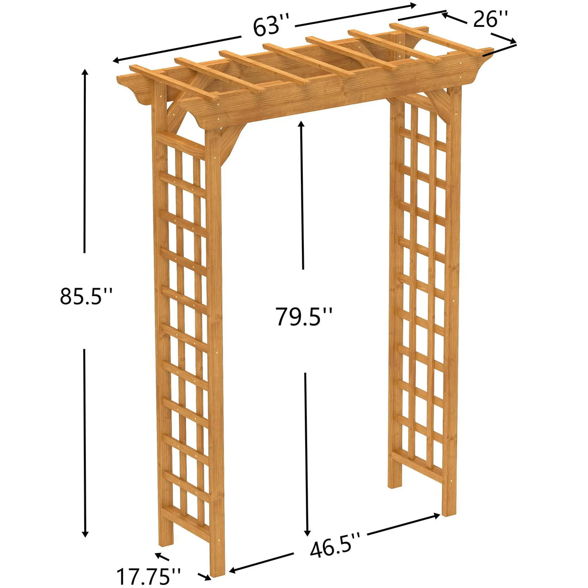 Wooden Wedding Arch | Garden Arbor Pergola | Solid Wood | Light Brown Finish