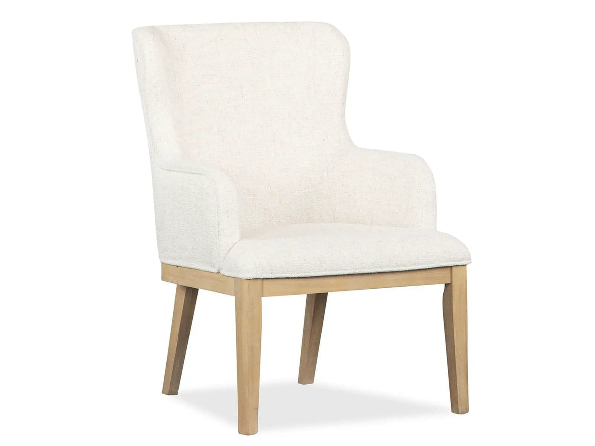 Somerset Dining Arm Chair With Upholstered Seat & Back (Set of 2) | 27.13 x 26.13 x 37.63 in | Oak Veneer & Fabric | Butternut and Omari Natural