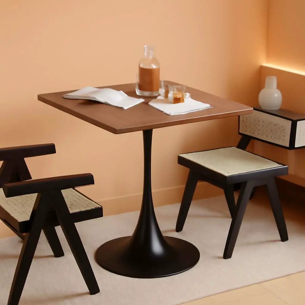Walnut Finish Tulip Contemporary Dining Table For Two from PriceLows™