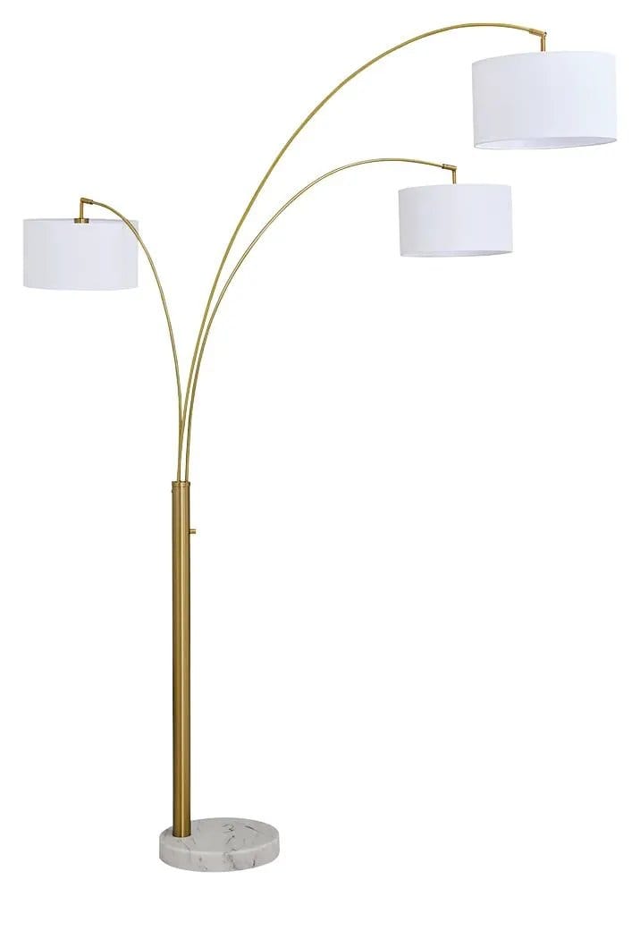 Valo Metal Arc Lamp | 40 x 52.25 x 88 in | Marble & Fabric | Gold Finish