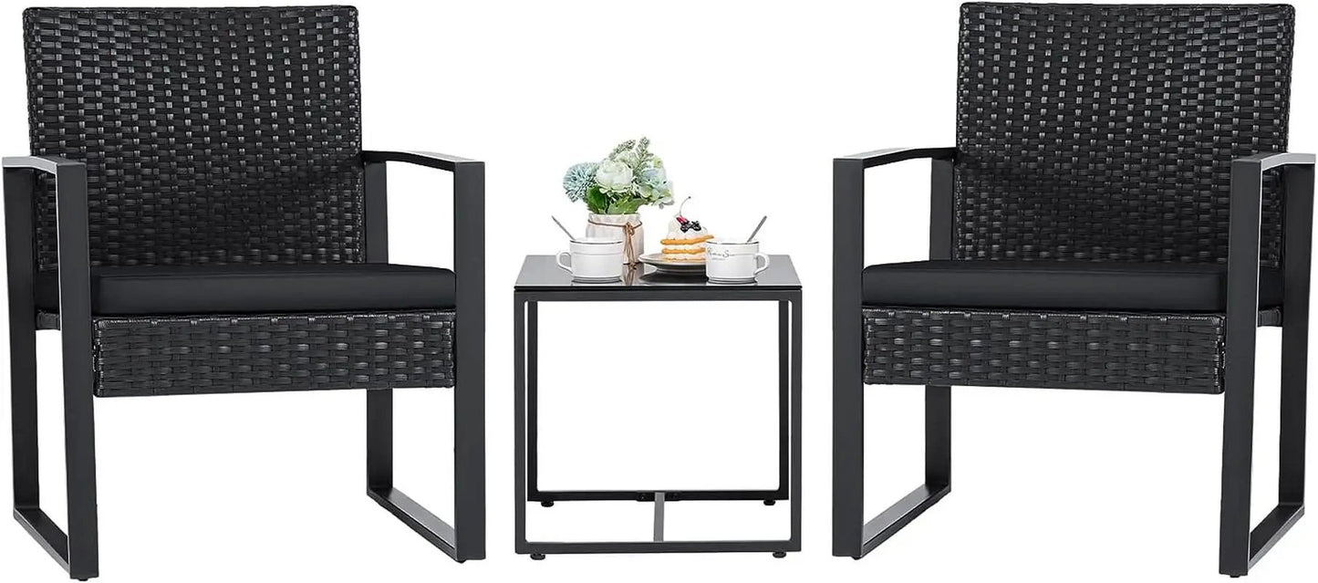 Black Cushioned Outdoor All Weather Patio Conversation Set from PriceLows™