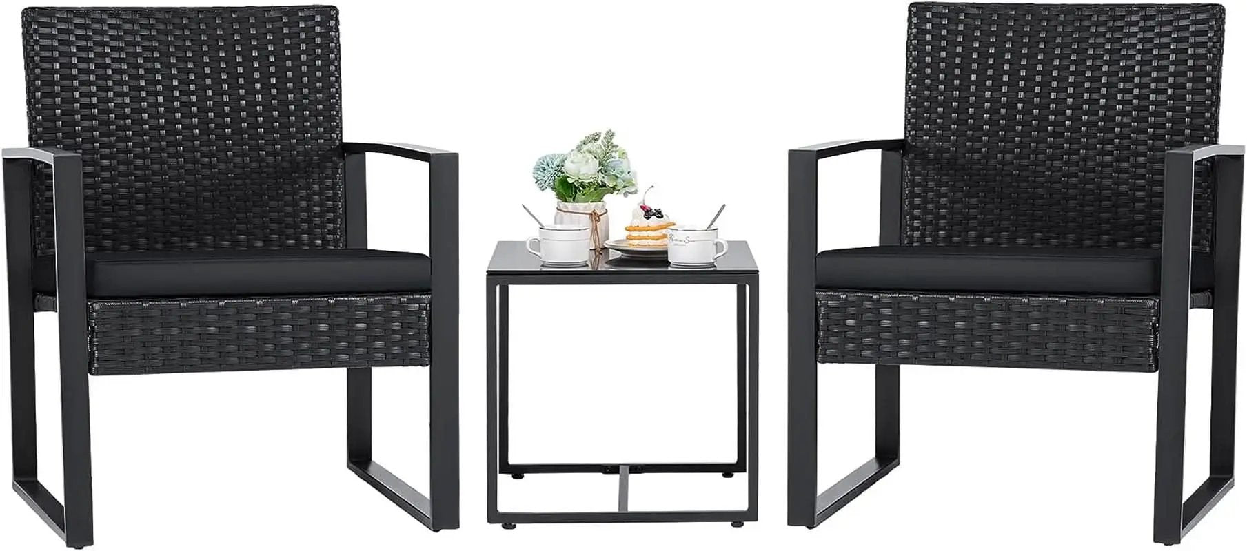 Black Cushioned Outdoor All Weather Patio Conversation Set from PriceLows™