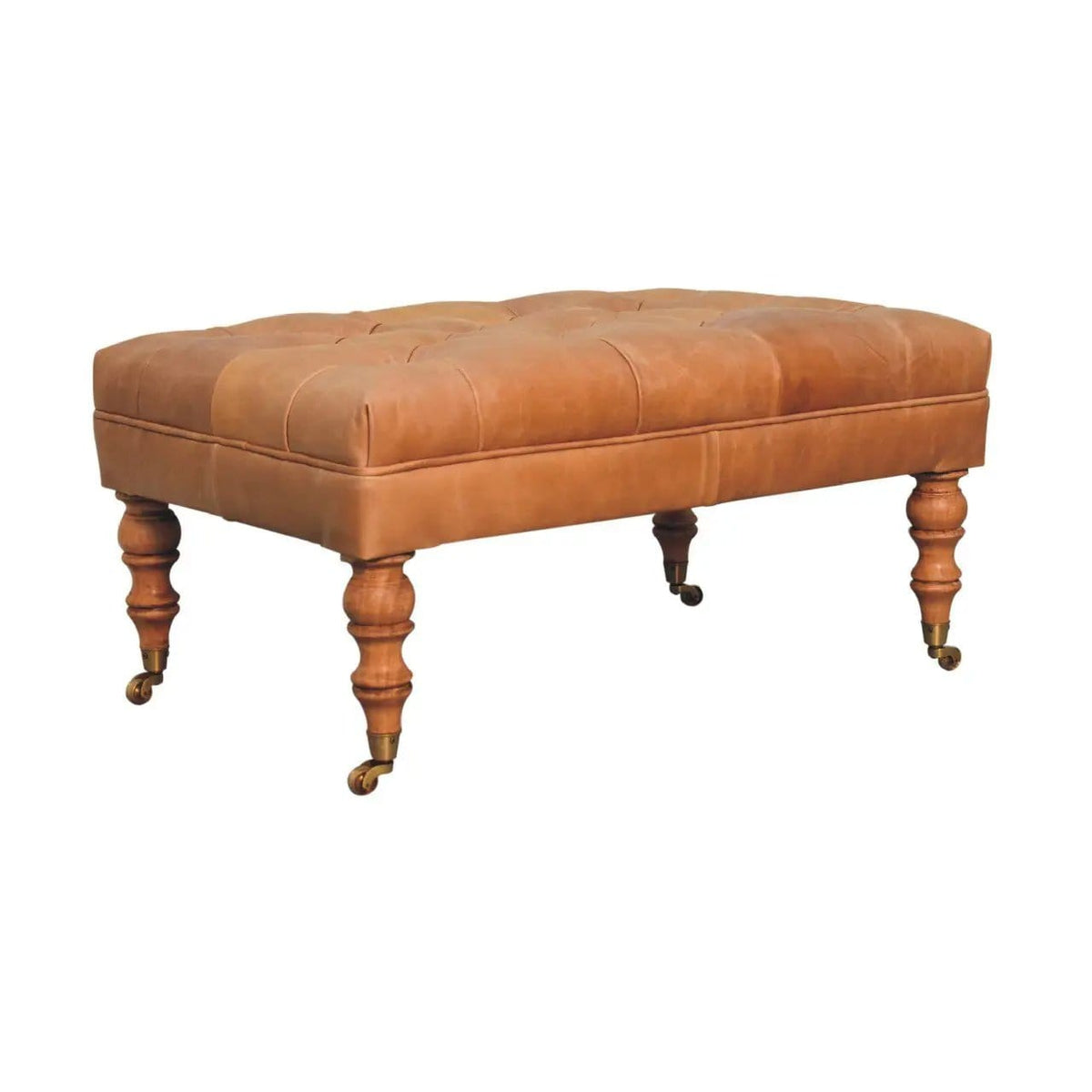 Buffalo Ottoman With Castor Legs | 7 Pieces | Mango Wood | Living Room