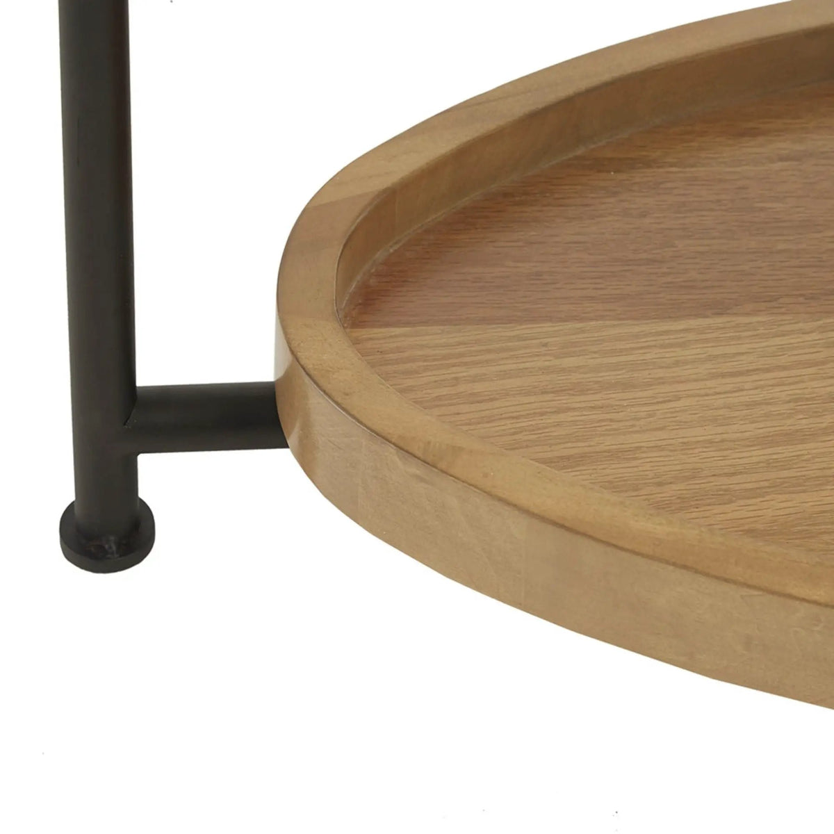 Oval Coffee Table | White And Natural | White MDF Top | Black Metal Legs