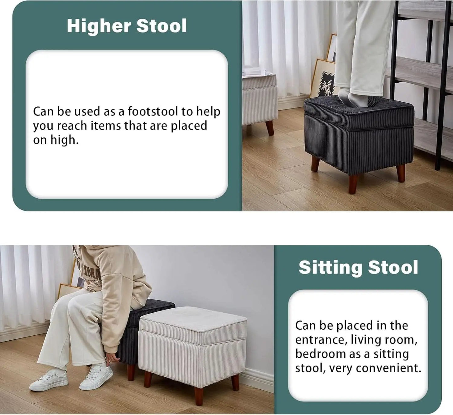 Storage Ottoman With Adjustable Lid Footrest Charcoalgray from PriceLows™