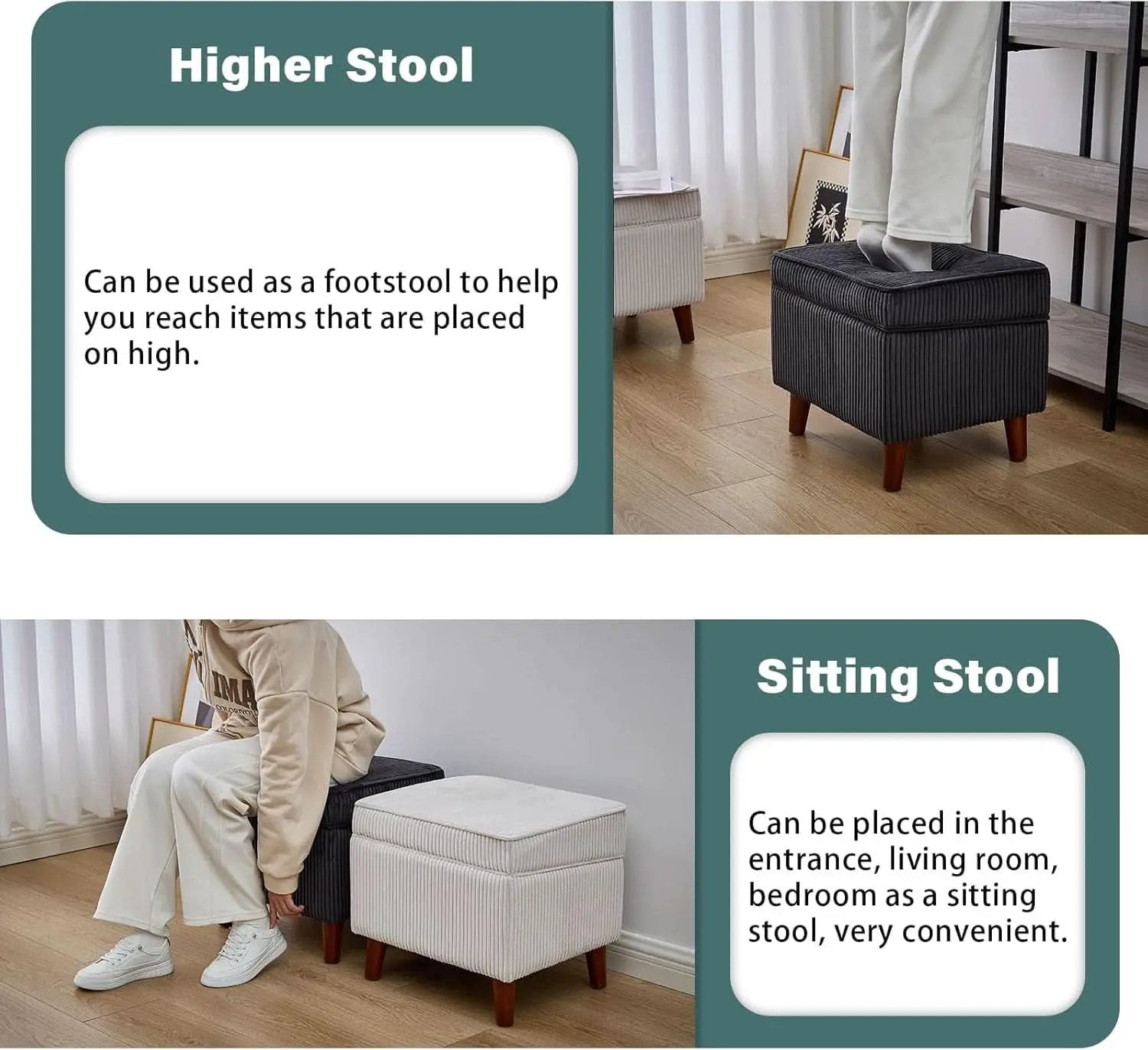Storage Ottoman With Adjustable Lid Footrest Charcoalgray from PriceLows™