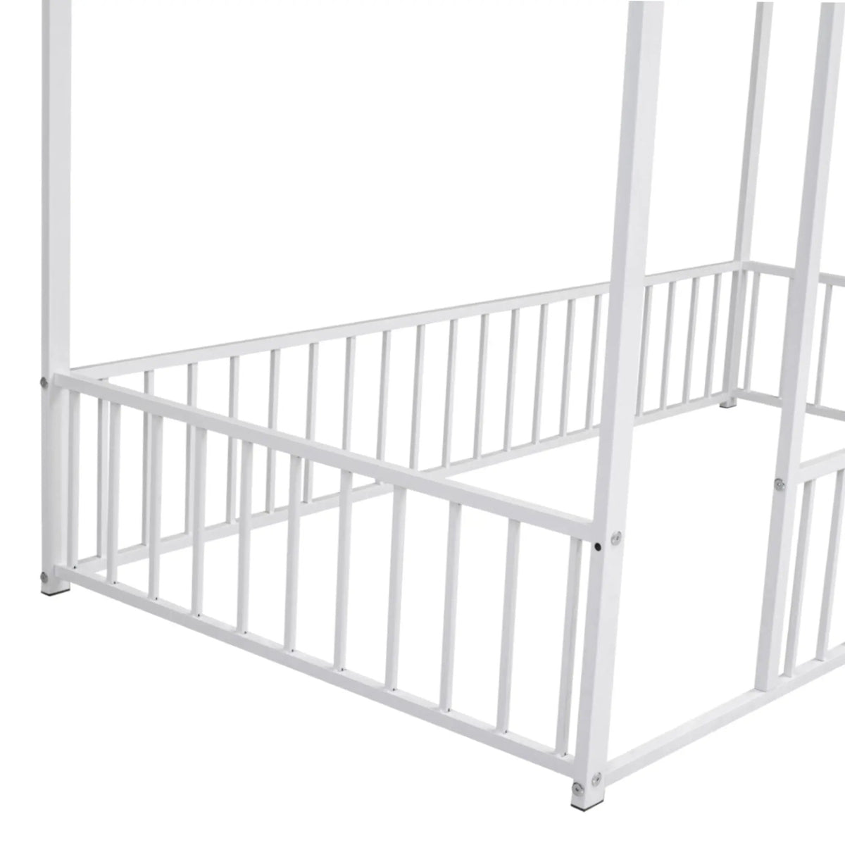 Kids Metal Bed Frame | Roof And Side Fence | Semi Enclosed Space | Three Colors