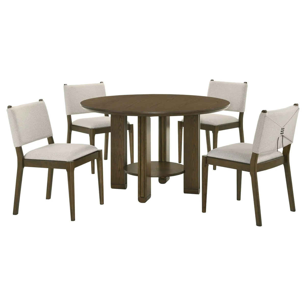 Ottowa 5-piece Round Wood Dining Room Table Set | 5-Piece Set | Rubberwood & Engineered Wood | Brown