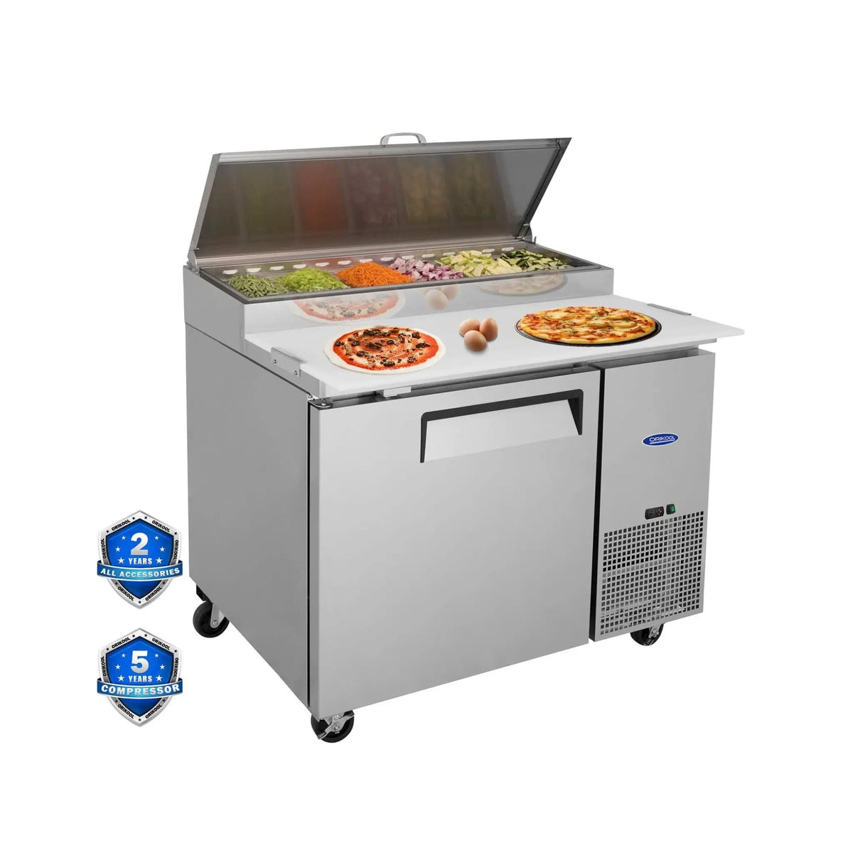 44-Inch Commercial Pizza Prep Table With Built-In 11 Cu.Ft Refrigerator | 44 Inch | 11 Cu Ft | Home