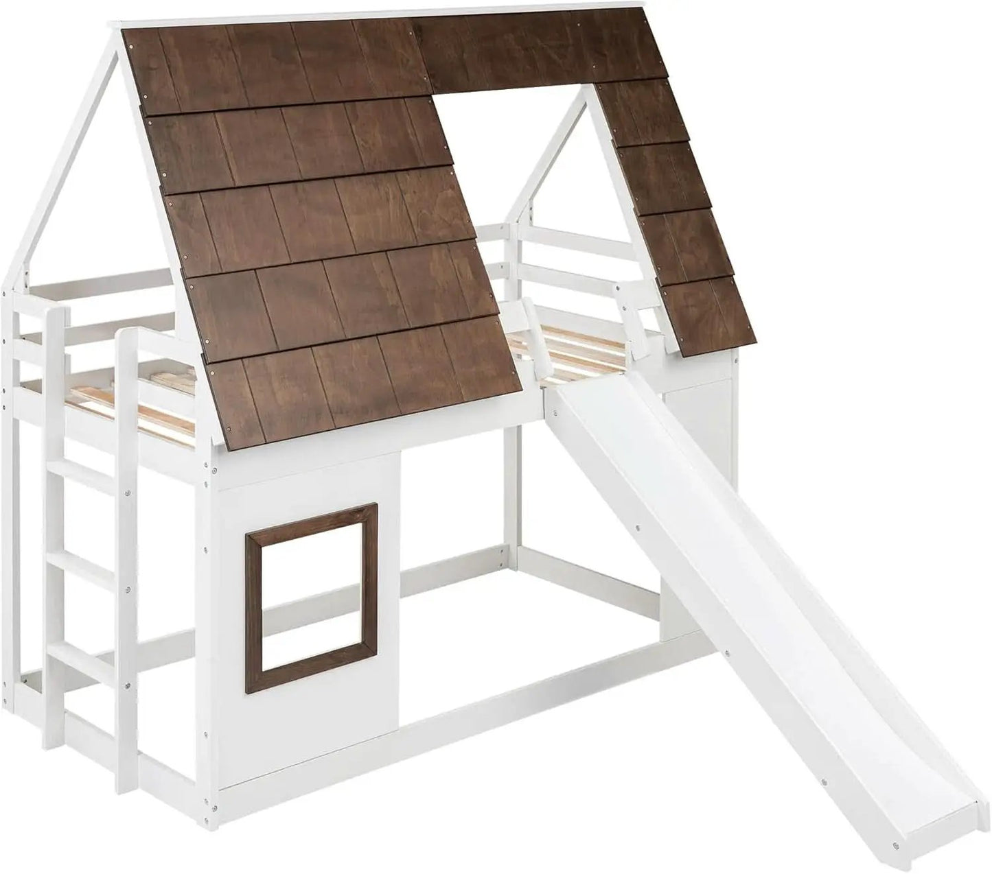 Twin Over Twin Bunk Bed With Slide For Kids Room Ready from PriceLows™