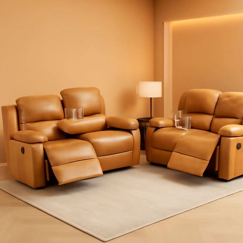 Bonded Leather Living Room Furniture Set Reclining Sofa And Loveseat Ginger from PriceLows™