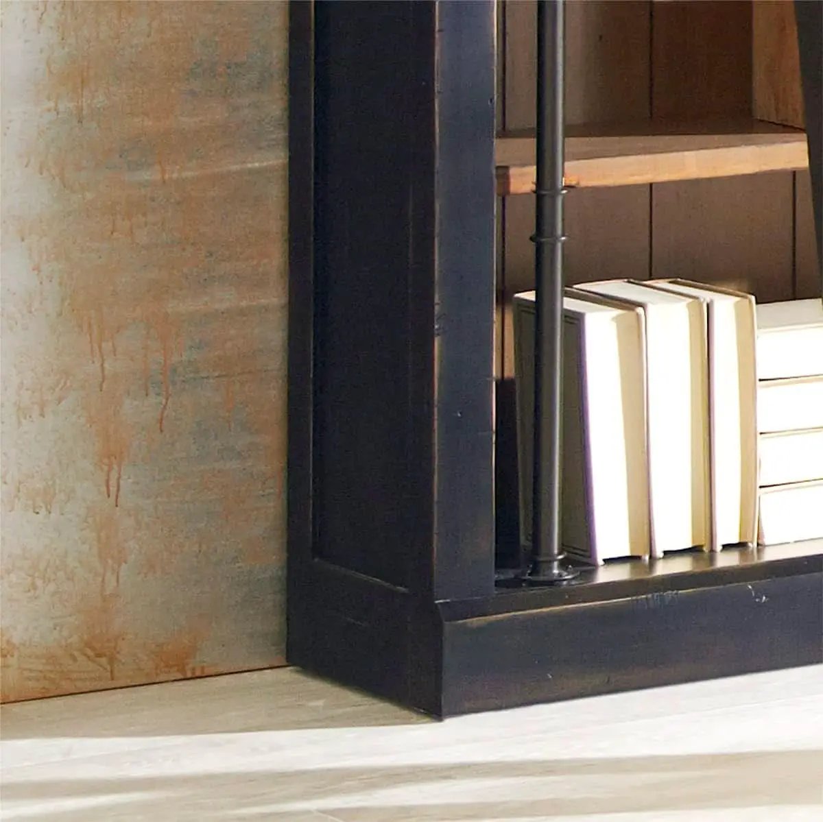 8 Foot Tall Bookcase Wall With Ladder Display Shelf Black from PriceLows™