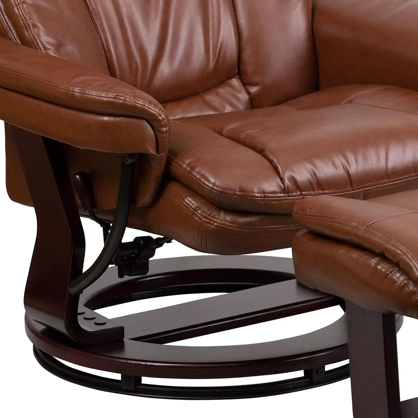 Allie Leathersoft Upholstered Recliner With Ottoman Brown from PriceLows™