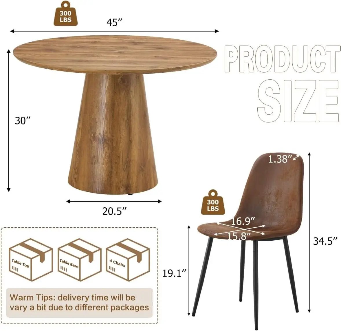 Luxurious Round Space Saving Dining Table Set For Four from PriceLows™