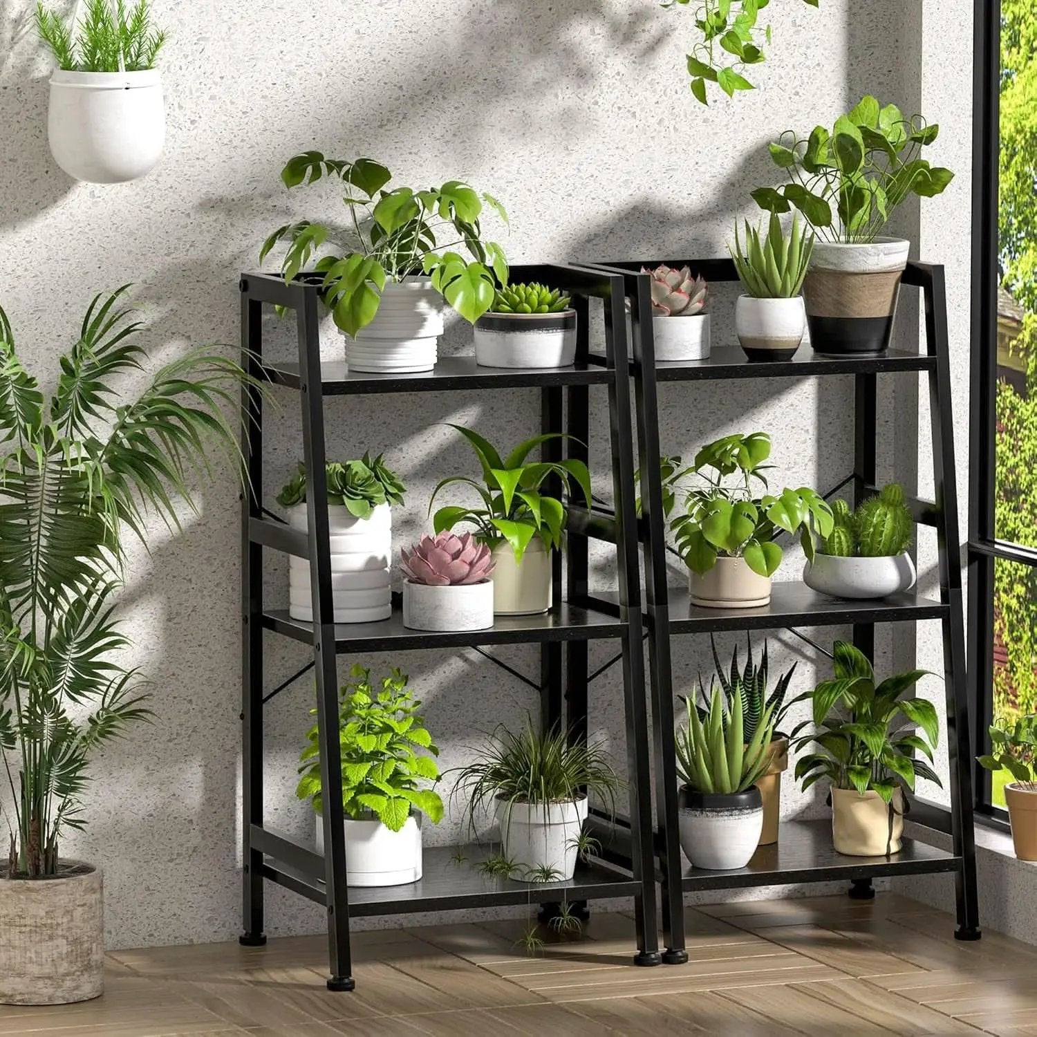 3 Tier Bookshelf Black Steel Frame For Living Room from PriceLows™