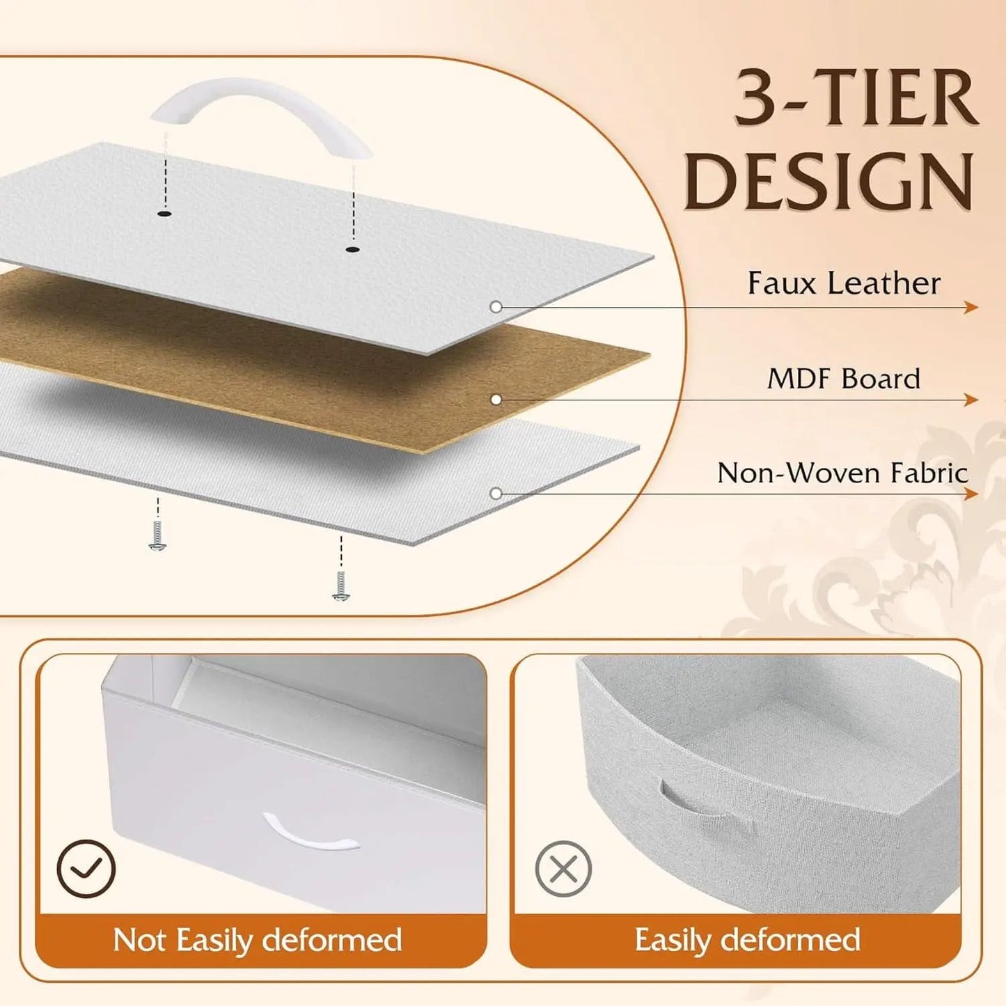 Fabric Dresser For Bedroom With Tall White Finish Storage from PriceLows™