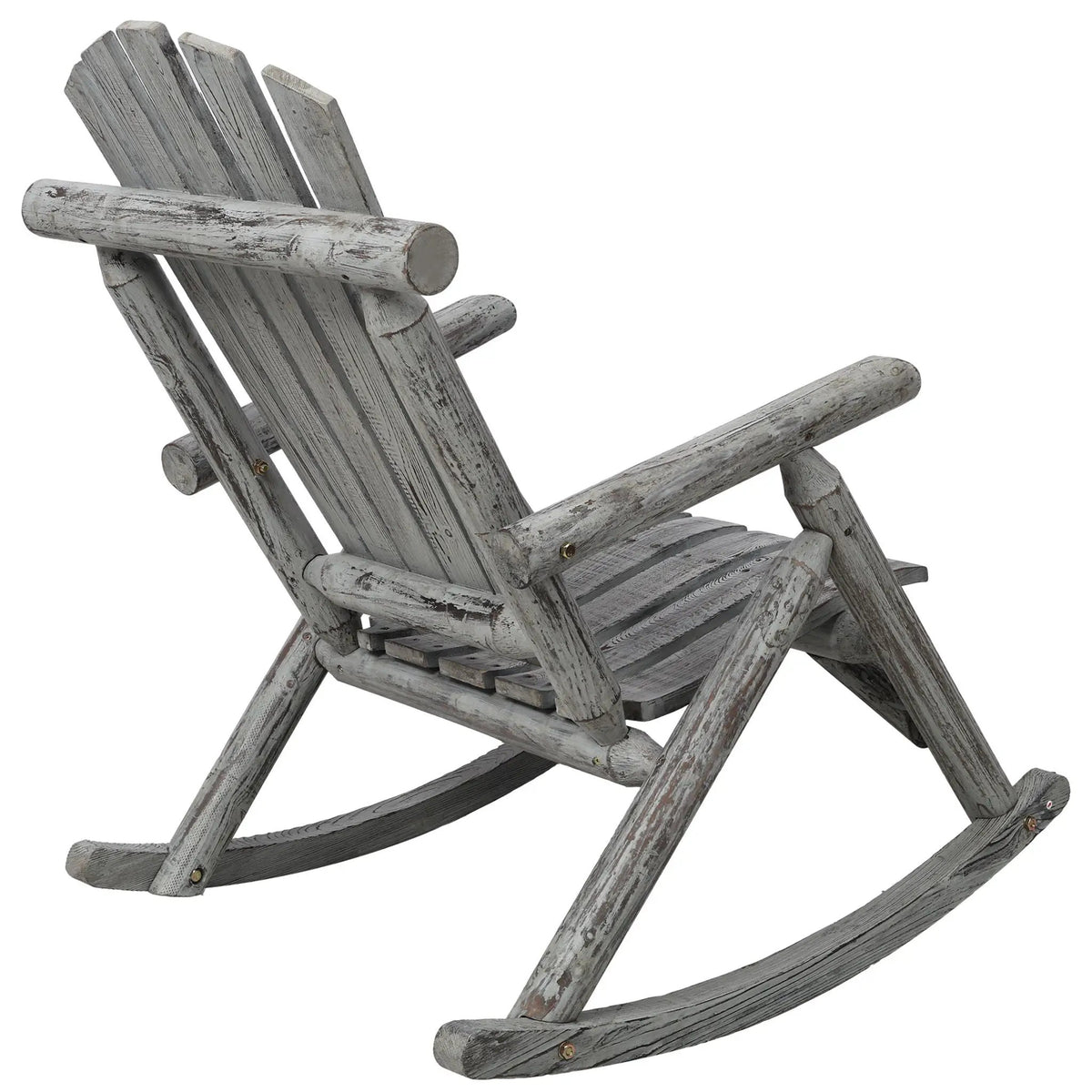 Wooden Porch Rocker | Fir Log Rocking Chair | Ergonomic Design | Indoor Outdoor Use