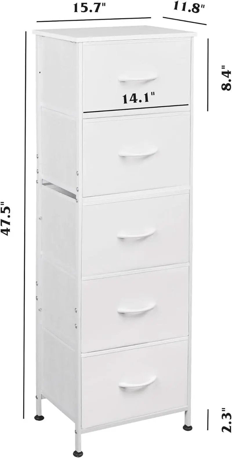 Fabric Dresser For Bedroom With Tall White Finish Storage from PriceLows™