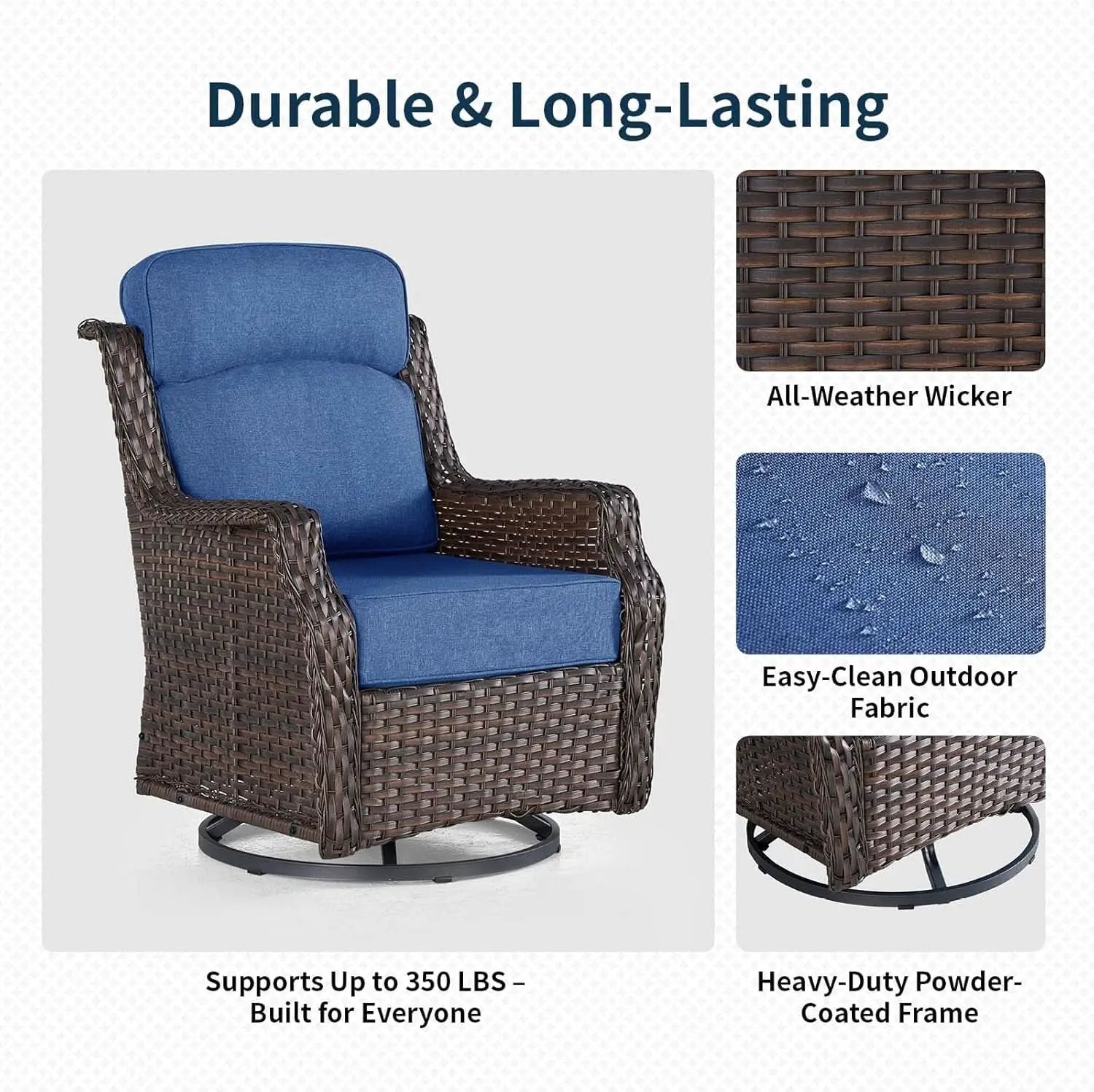 Comfortable Wicker Swivel Rocker Chairs With Side Table from PriceLows™
