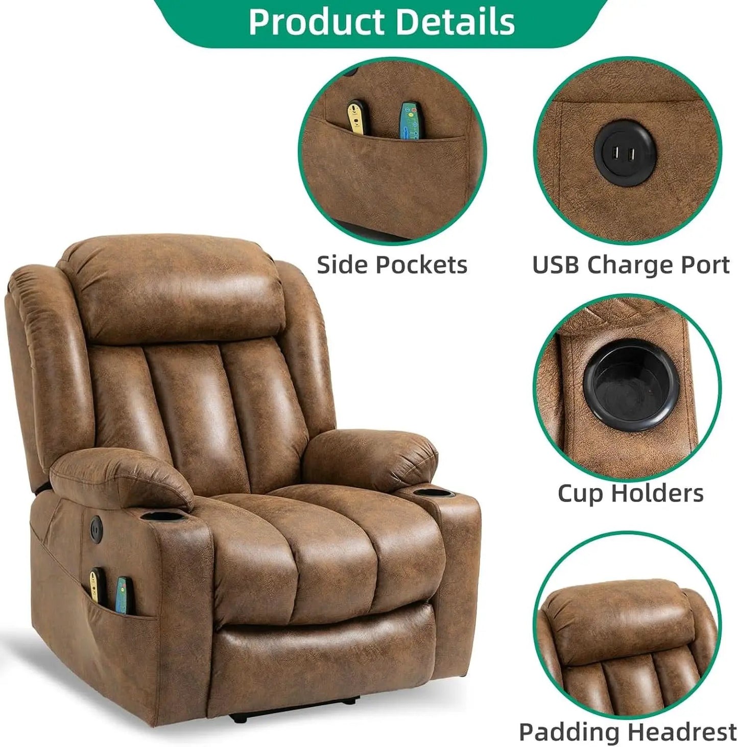 Tall Man Lift Recliner With Massage For Extended Comfort from PriceLows™