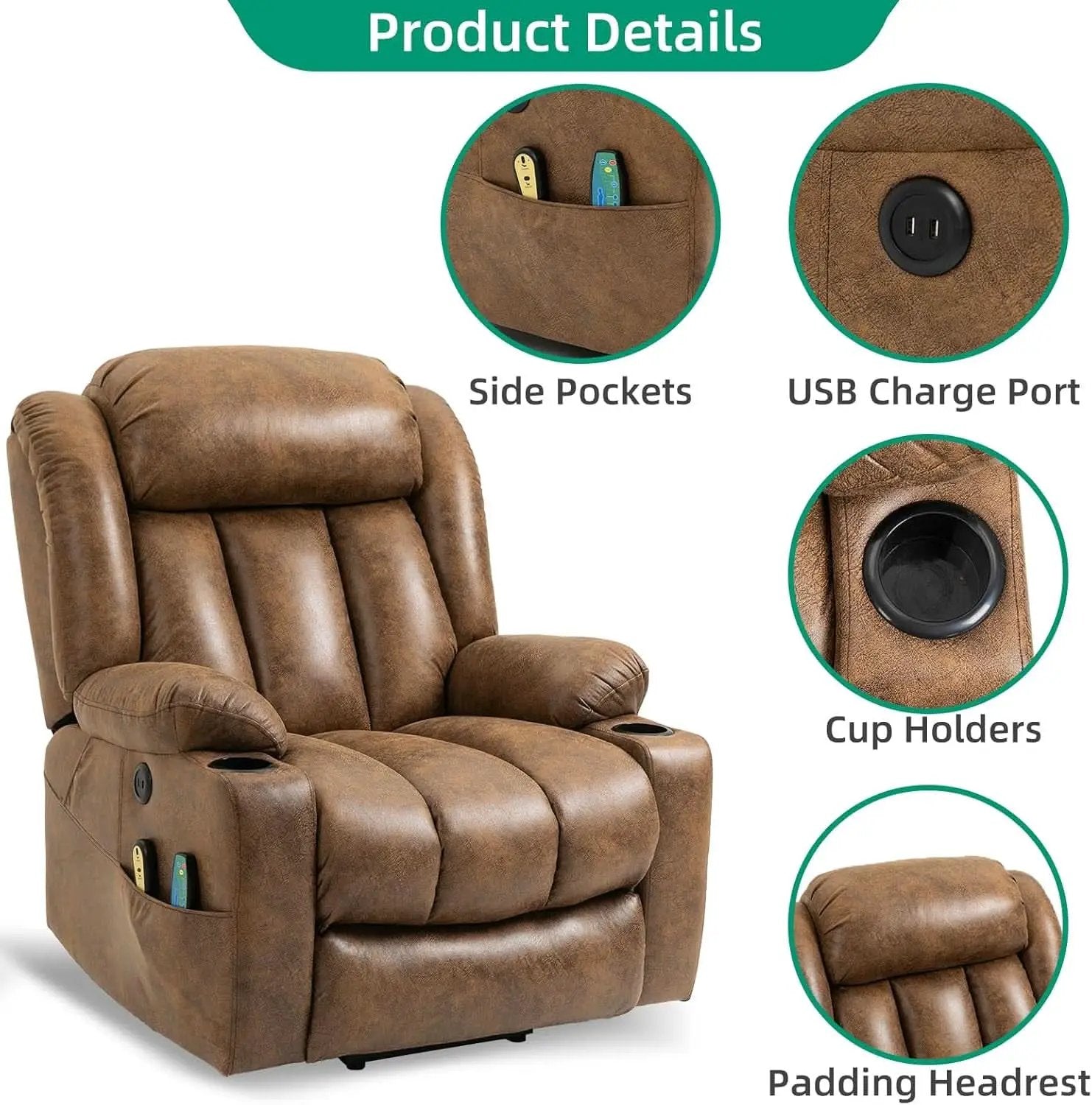 Tall Man Lift Recliner With Massage For Extended Comfort from PriceLows™