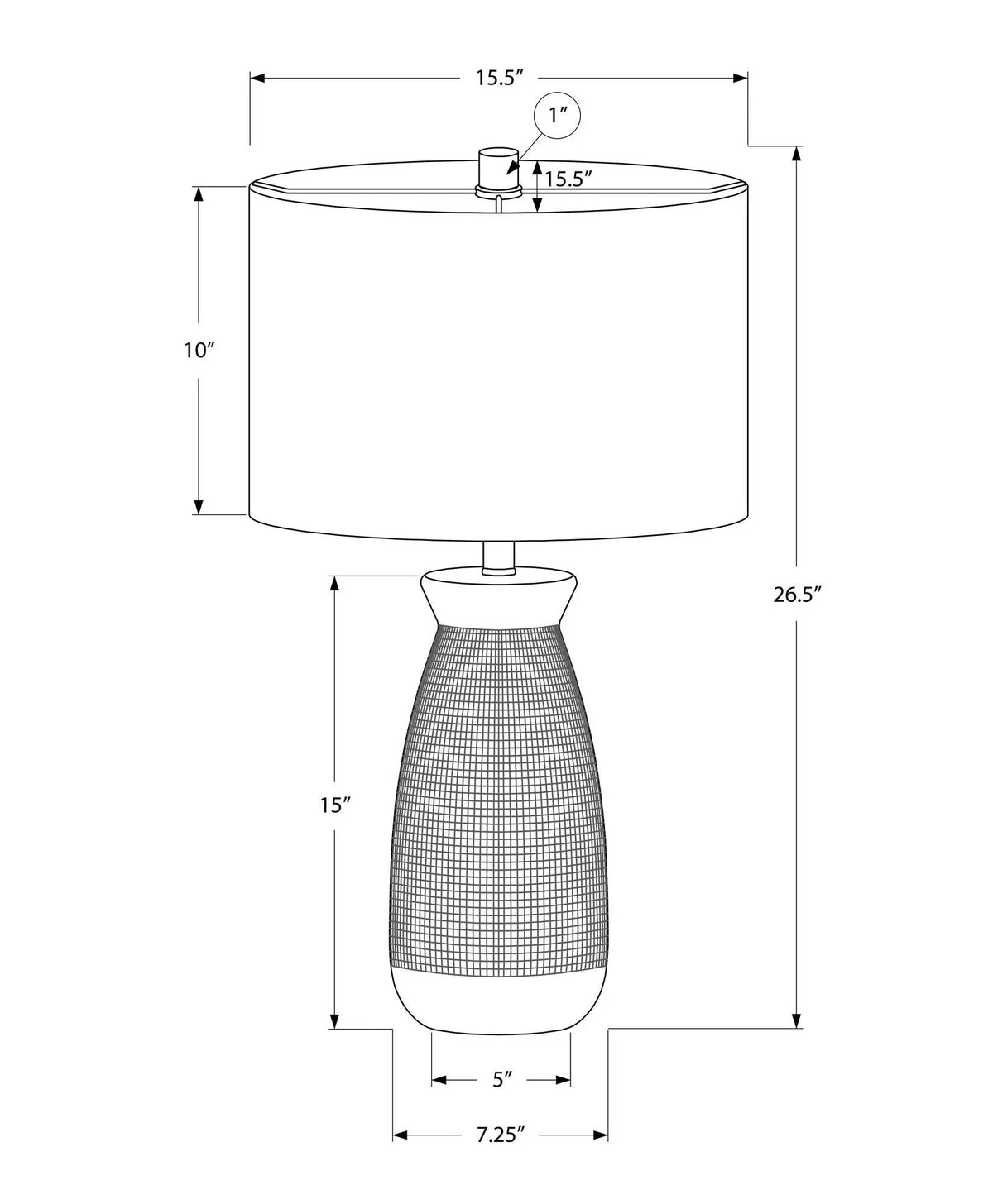 Gray Ceramic Table Lamp | 27 Inch Height | Smooth White And Gray Base | 5 Ft Transparent Cord