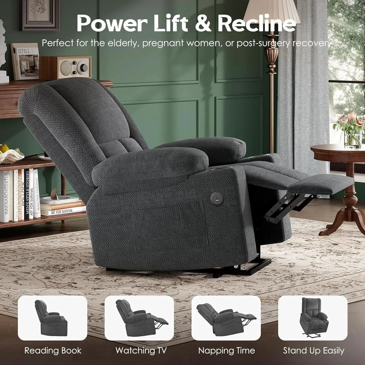 Power Lift Recliner Chair With Massage And Heat USB Ports from PriceLows™