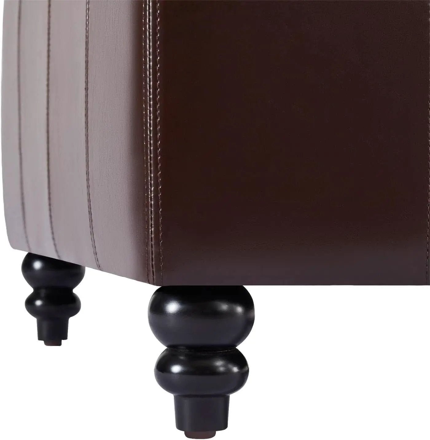 Square Leather Storage Ottoman 30-Inch Brown Durable from PriceLows™