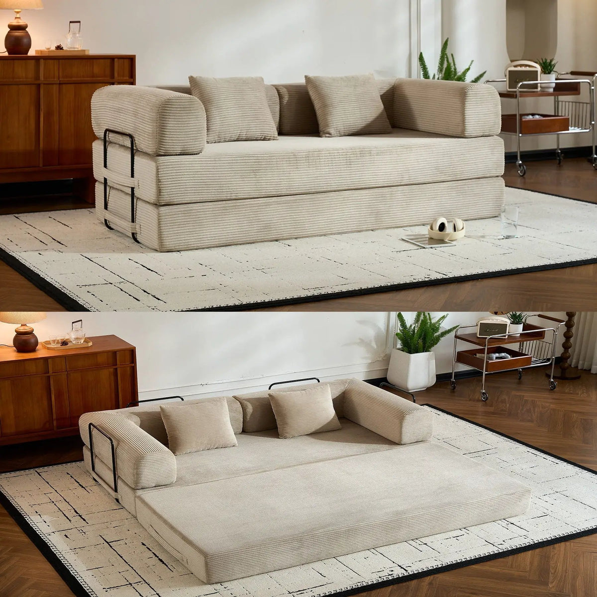 Convertible Sleeper Sofa Bed | 35D High Density Foam | 4 In 1 Design