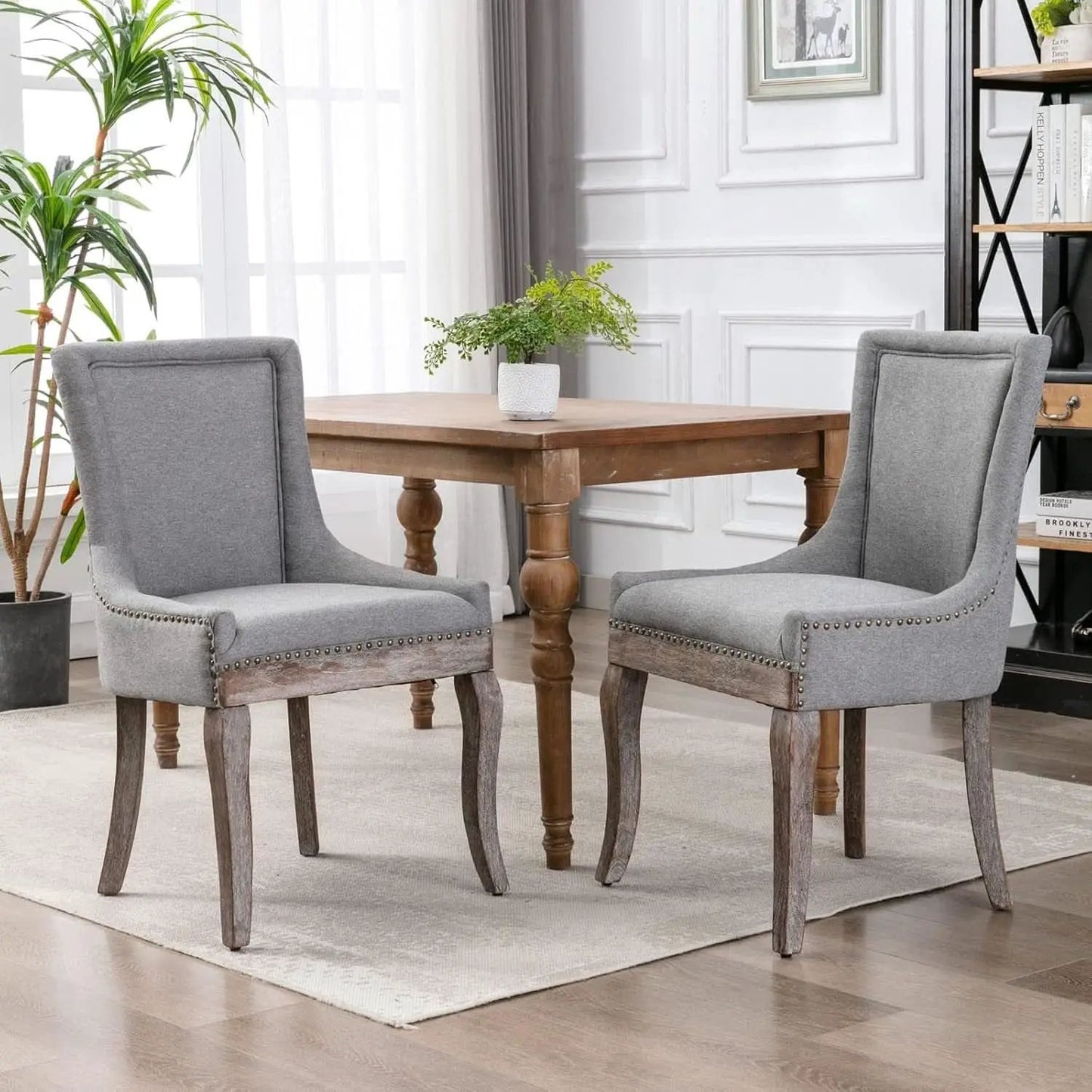 Grey High Back Dining Chairs Set Of 2 For Kitchen Use from PriceLows™