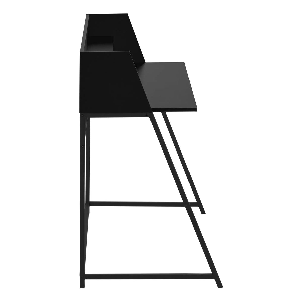 Marble Look Computer Desk | 47.25 Inch Width | Storage Shelves | Trapezoid Metal Base