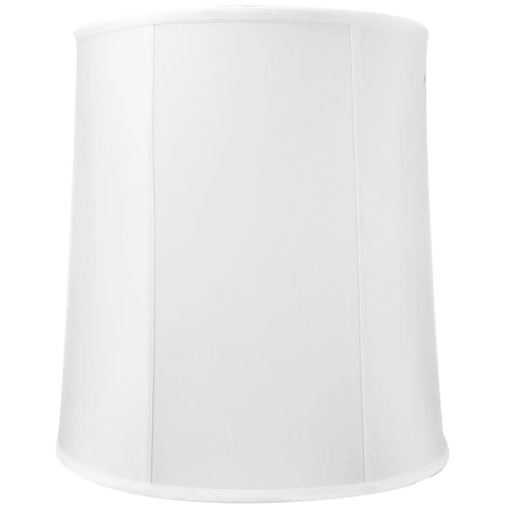 Tall Drum Lampshade | White Shantung Fabric | 16X18X19 Inches