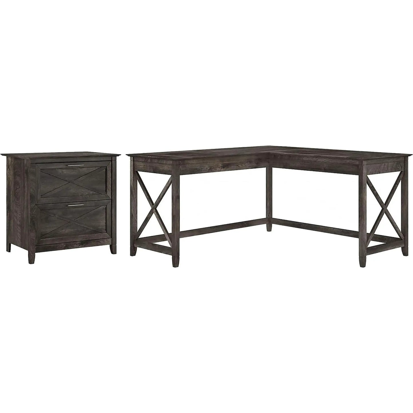 Key West 60W L Shaped Desk With Mobile File Cabinet Bundle from PriceLows™