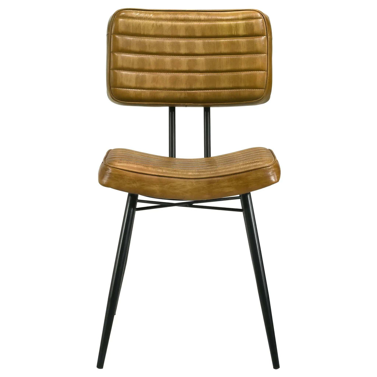 Misty Leather Upholstered Dining Side Chair Camel (Set of 2) | 17.75 x 17.75 x 33.75 in | Leather & Metal | Dining Room