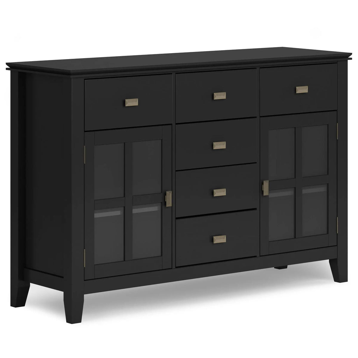 Artisan Sideboard Buffet | Handcrafted Solid Wood | 6 Center Drawers | Metal Glides