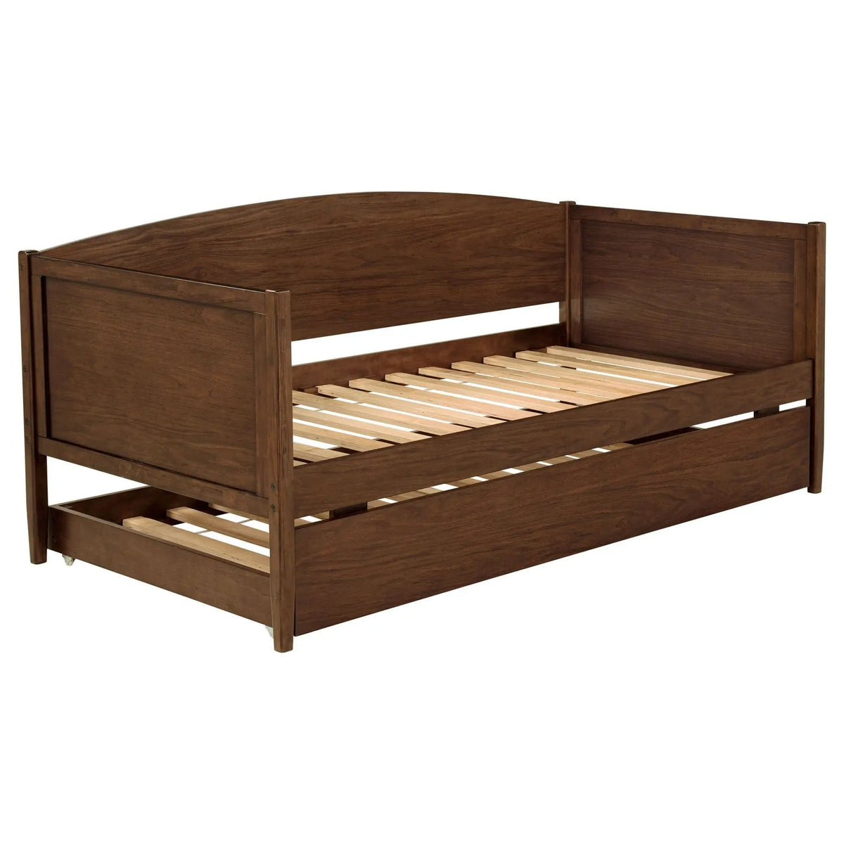 Bozeman Wood Twin Daybed With Trundle Medium | 81 x 42 x 37 in | Rubberwood & Walnut | Walnut
