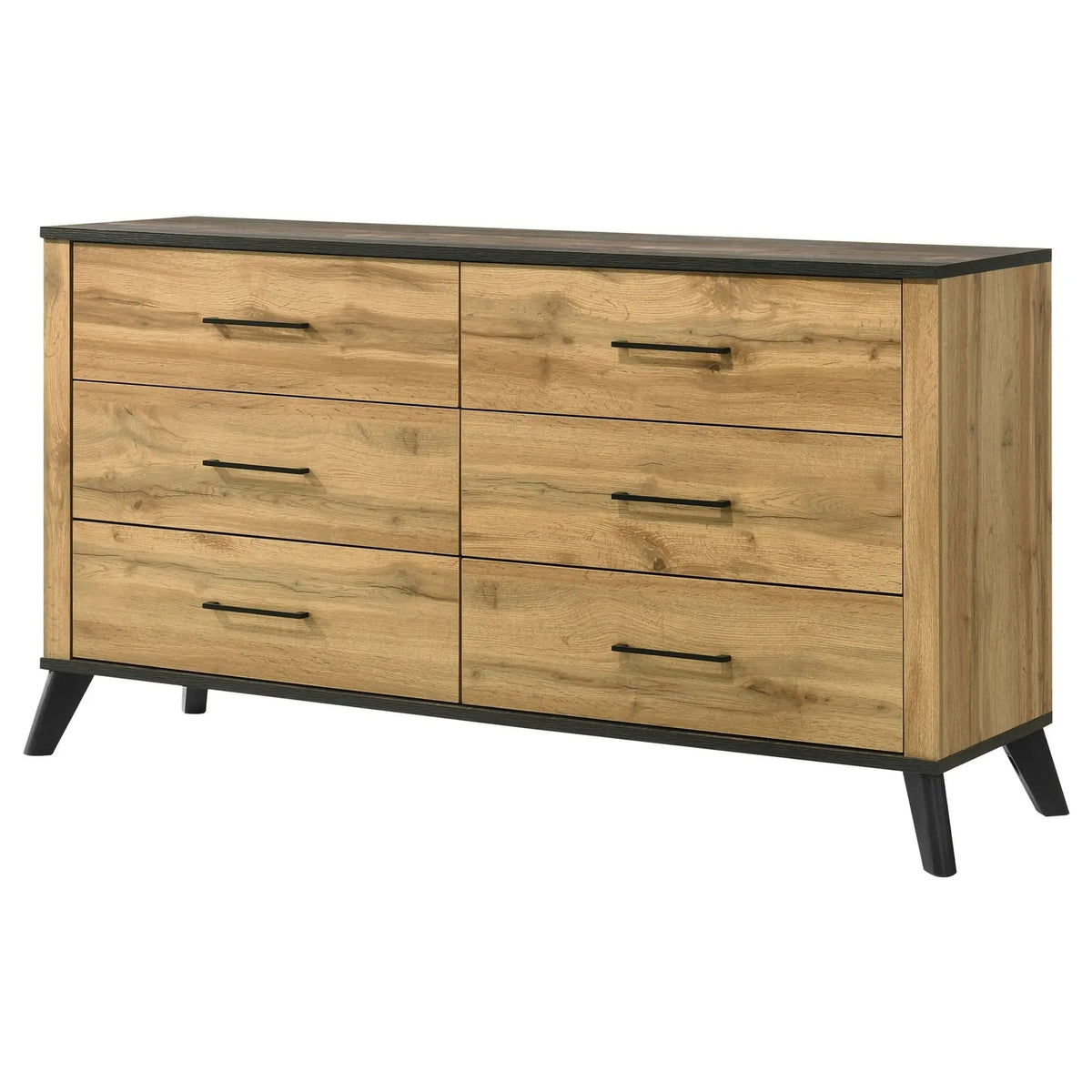 Kaywood 6-drawer Dresser Cabinet Natural Pine | 60.25 x 17.25 x 32 in | Engineered Wood & Metal | Bedroom