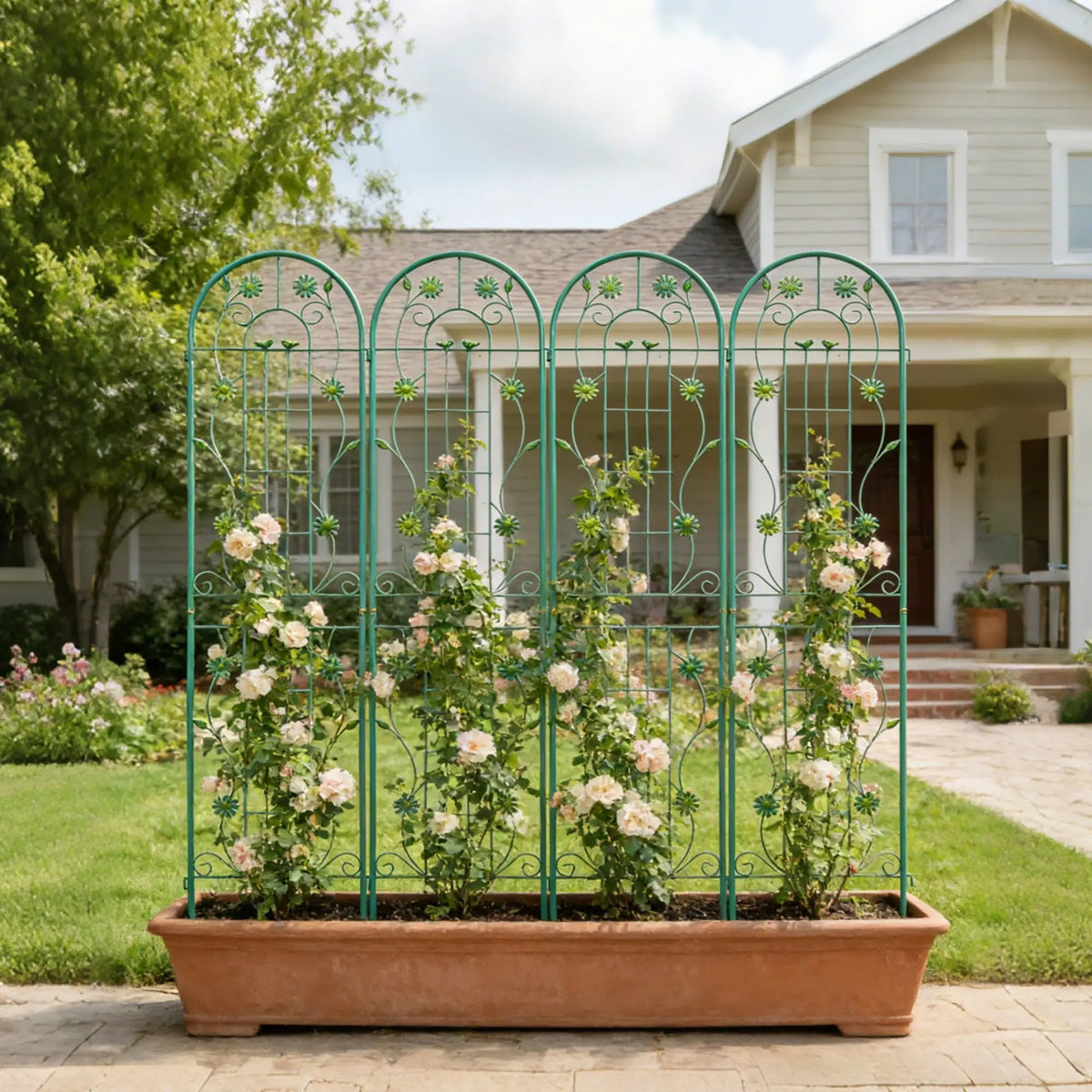 Metal Garden Trellis | Galvanized Steel | Powder Coated | 4 Piece Set