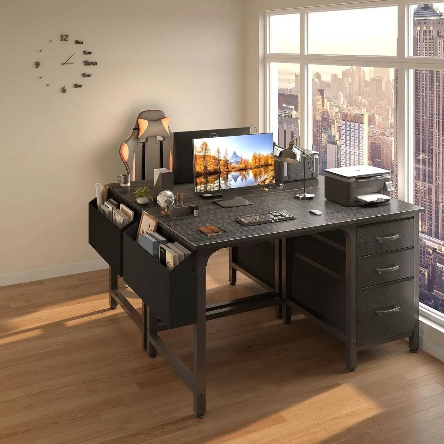 47 Inch Computer Desk With File Drawers For Small Space from PriceLows™