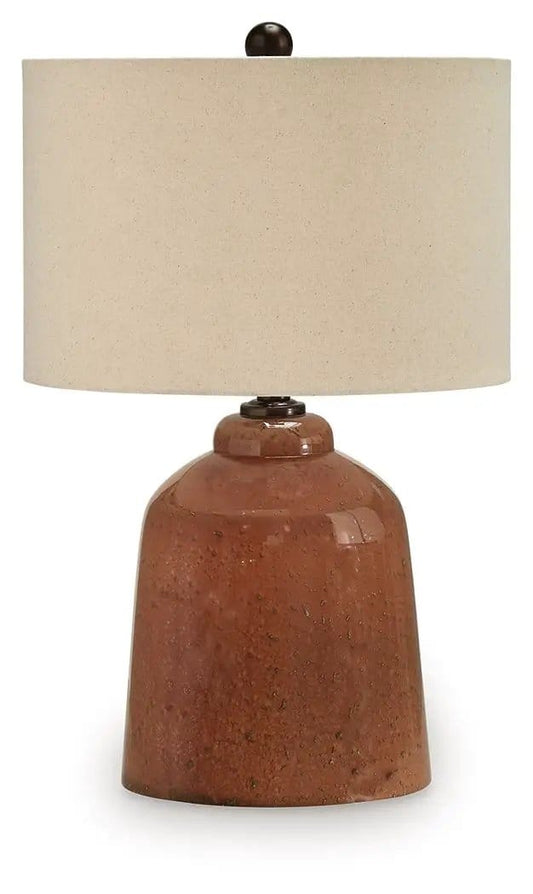 Aaleahya Glass Table Lamp | 16.13 x 16.13 x 25.5 in | Fabric & Glass | Rust