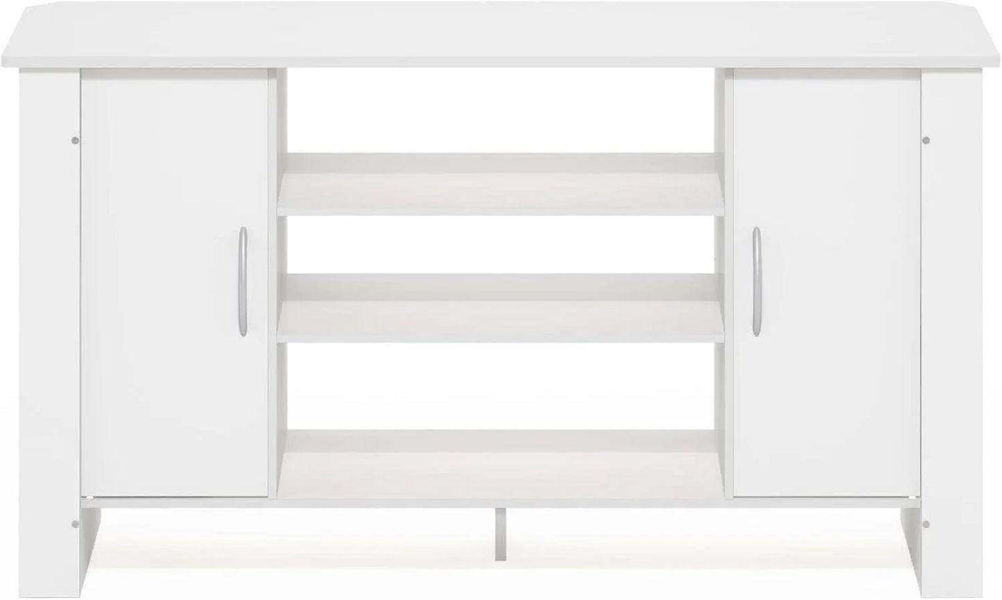 50 Inch White TV Stand With Concealed Storage And Shelves from PriceLows™