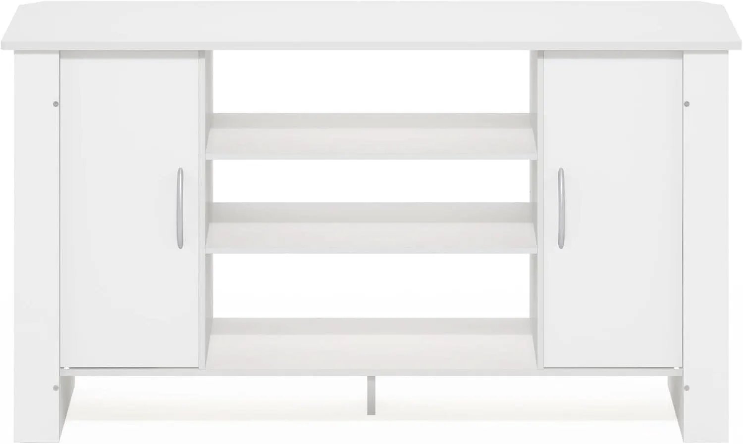 50 Inch White TV Stand With Concealed Storage And Shelves from PriceLows™
