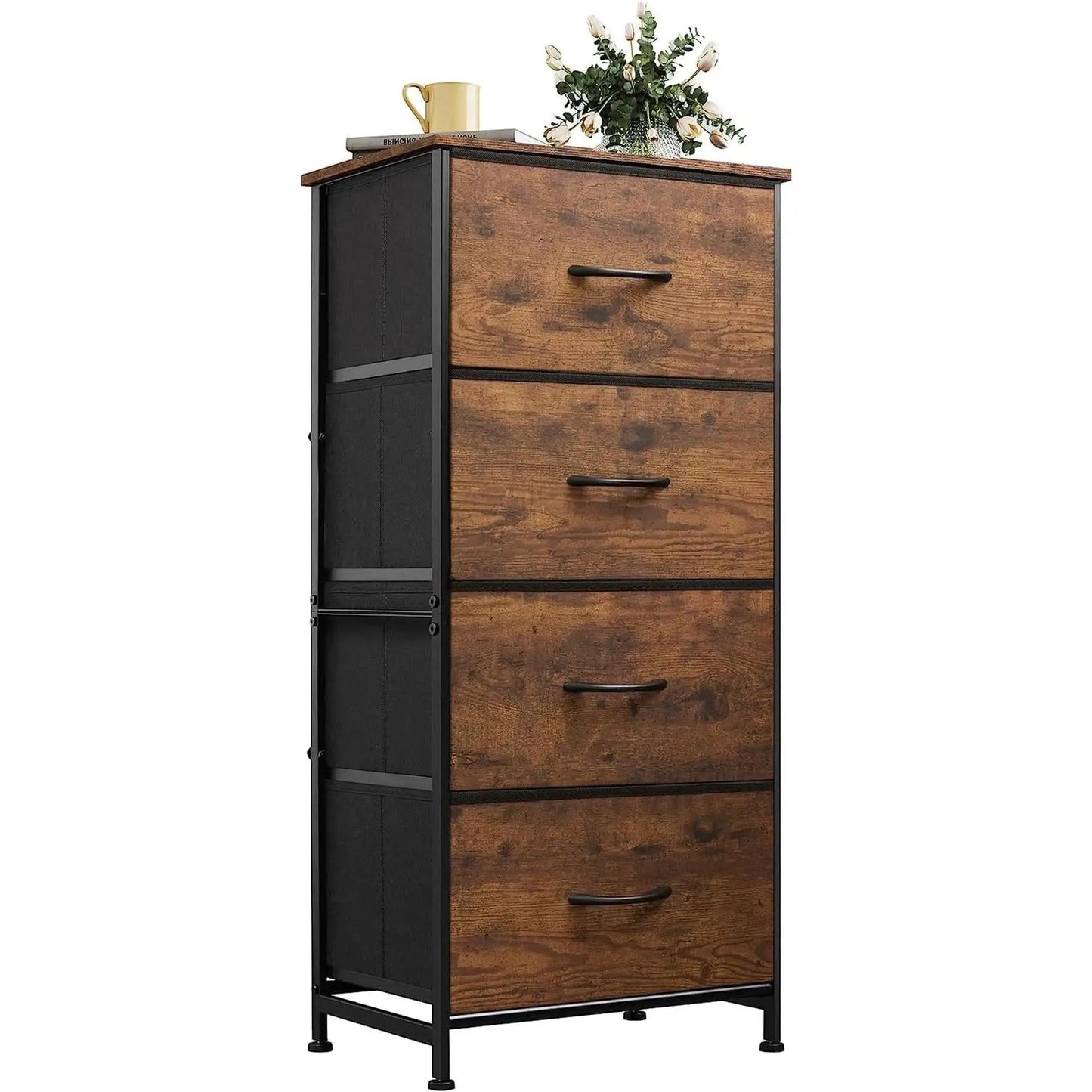 Four Drawer Dresser With Handles For Bedroom Storage from PriceLows™