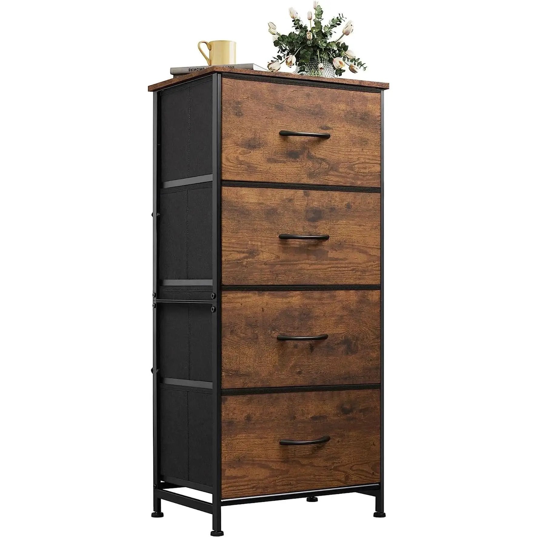 Four Drawer Dresser With Handles For Bedroom Storage from PriceLows™